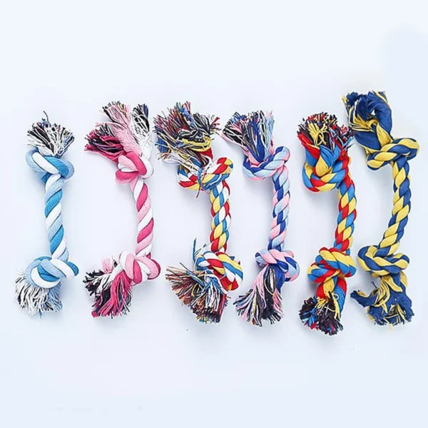 Random Color Pet Dog Toy Bite Rope Double Knot Cotton Rope Funny Cat Toy Bite Resistant and Sharp Teeth Pet Supplies Puppy Toys 6