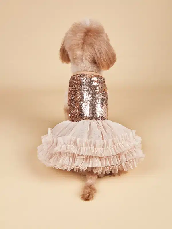 Dog Dress Girl Dog Sleeveless  Clothes  Sequin Pet Apparel Doggie Tutu with Tulle Cat Clothing Puppy Dresses Doggy Costume 6