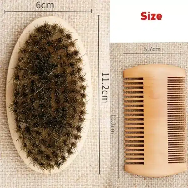 Professional Soft Boar Bristle Wood Beard Shaving Brush Men Mustache Comb Kit With Gift Bag Hairdresser Brush Hair Combs 6