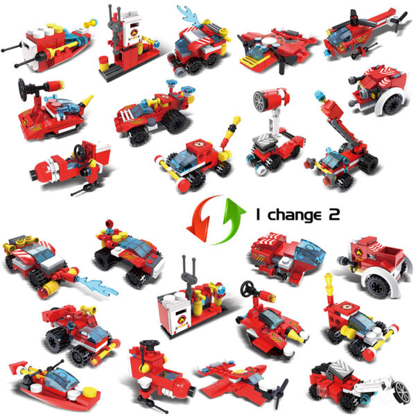 City Fire Brigade 12 And 1 Small Particle Assembling Blocks Children Puzzle Assembling Toys - Image 3