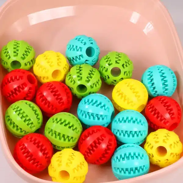 Silicone Pet Dog Toy Ball Interactive Bite-resistant Chew Toy for Small Dogs Tooth Cleaning Elasticity Ball Pet Products 5/6/7cm 2