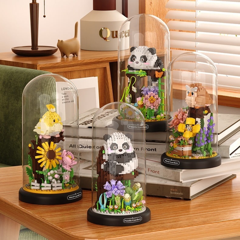 Building Block Bouquet Potted Panda Bird Assembled Toy