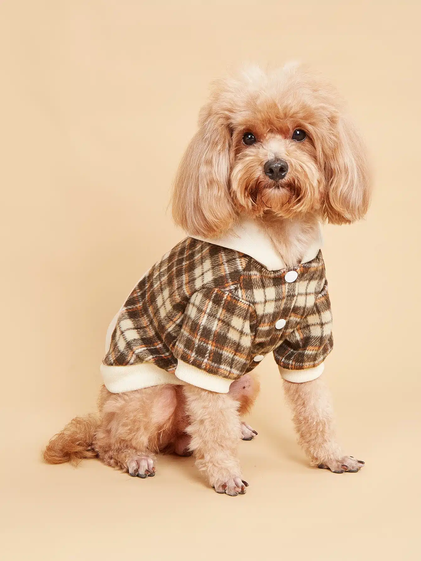 Dog Hoodie for Small Dogs Costume Soft Puppy with  Doggie Plaid Pet Clothes Turtleneck Cat Apparel Attire 1