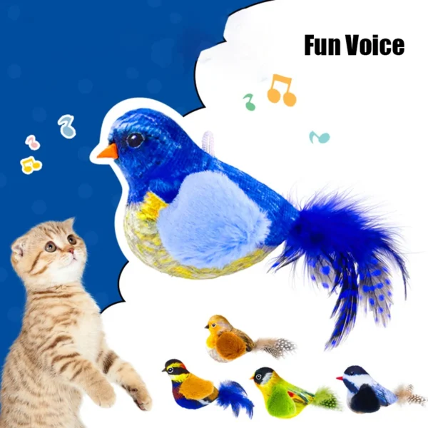 Pet simulation calling bird plush sound hanging cat toy feather bird cat self fun to relieve boredom 2