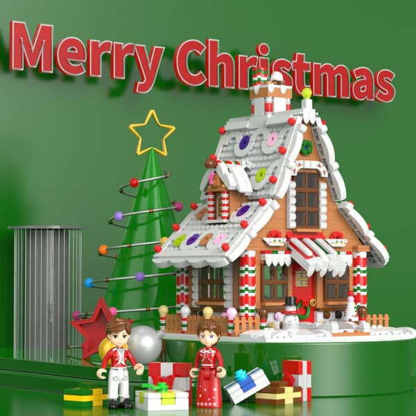 Santa Claus Gingerbread House Building Block Music Box - Image 8