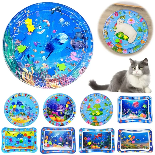 Water Sensory Play Mat Thickened Inflatable Water Mat For Cat And Dog Pet Playmat With Fish Sea Ocean Theme Sensory Toy Water 1