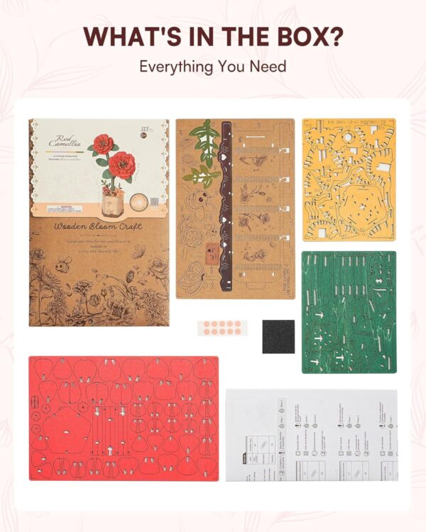 ROBOTIME 3D Puzzle Flowers Wooden Model Kits For Adults To Build, Artificial Flowers For Decoration, Home Decor Accessories Living Room, Gifts For Women On Valentine's Day, Flower Bouquet TW031 - Image 7