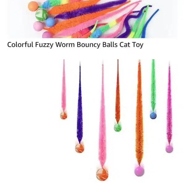 Cat interactive toys Tickle Cat Colorful bouncing ball Pet supplies Puzzle teasing indoor cat worm caterpillar elastic toy 3