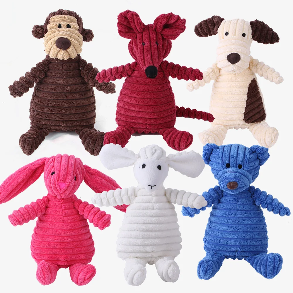 Pet Dogs Plush Animal Chewing Toy Wear-resistant Squeak Cute Bear Fox Toys for Dog Puppy Teddy Interactive Supplies 1