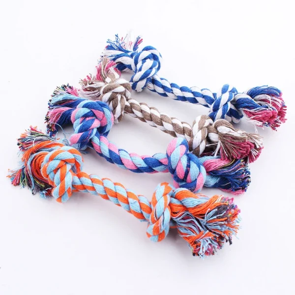 Random Color Pet Dog Toy Bite Rope Double Knot Cotton Rope Funny Cat Toy Bite Resistant and Sharp Teeth Pet Supplies Puppy Toys 1