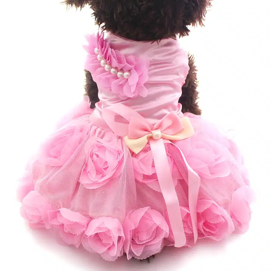 XKSRWE Pet Dog Princess Wedding Dress Tutu Rosette&Bow Dresses Cat Puppy Skirt Spring/Summer Clothes  Apparel 2 Colours 1