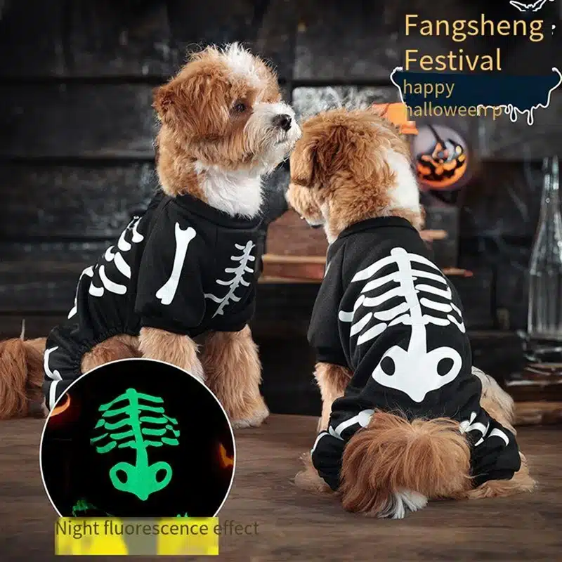 Pet Jumpsuit Halloween Skeleton Dog Costumes Clothes Apparel for Puppy Dog Cat Puppies 1