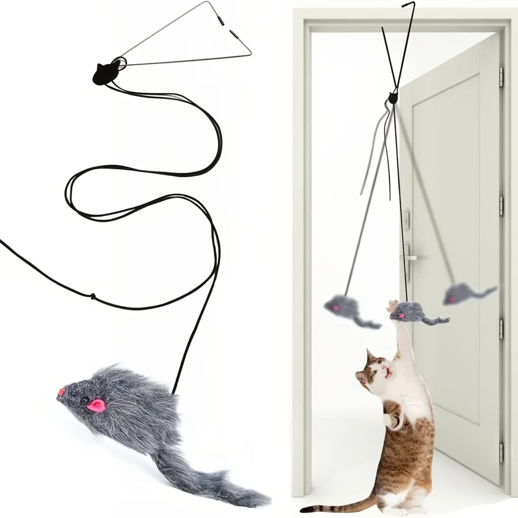 Interactive Door Hanging Cat Toy with Black Mouse Teaser - Entertain and Exercise Your Cat Toy for Indoor Cats Play Supplies 1