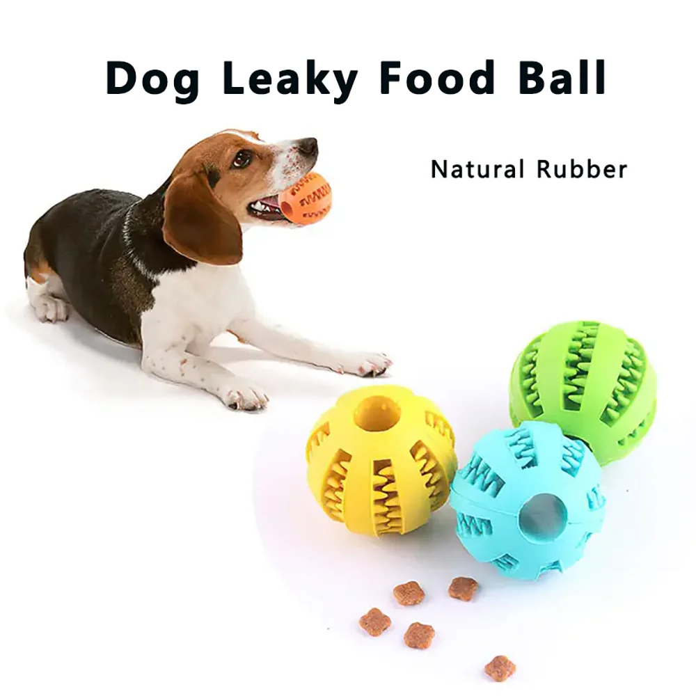 Dog Leaky Food Ball Tooth Cleaning Puppy Chew Toys Natural Rubber Elasticity Ball Relieve Boredom Dog Toy 5CM/7CM 1