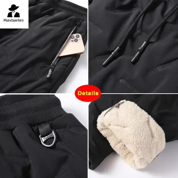 Winter Down Cotton Pants Men's Casual Waterproof Zipper Pocket Thickened Wool Warm Pants Jogger Outdoor Cold-proof Ski Pants 7XL 4