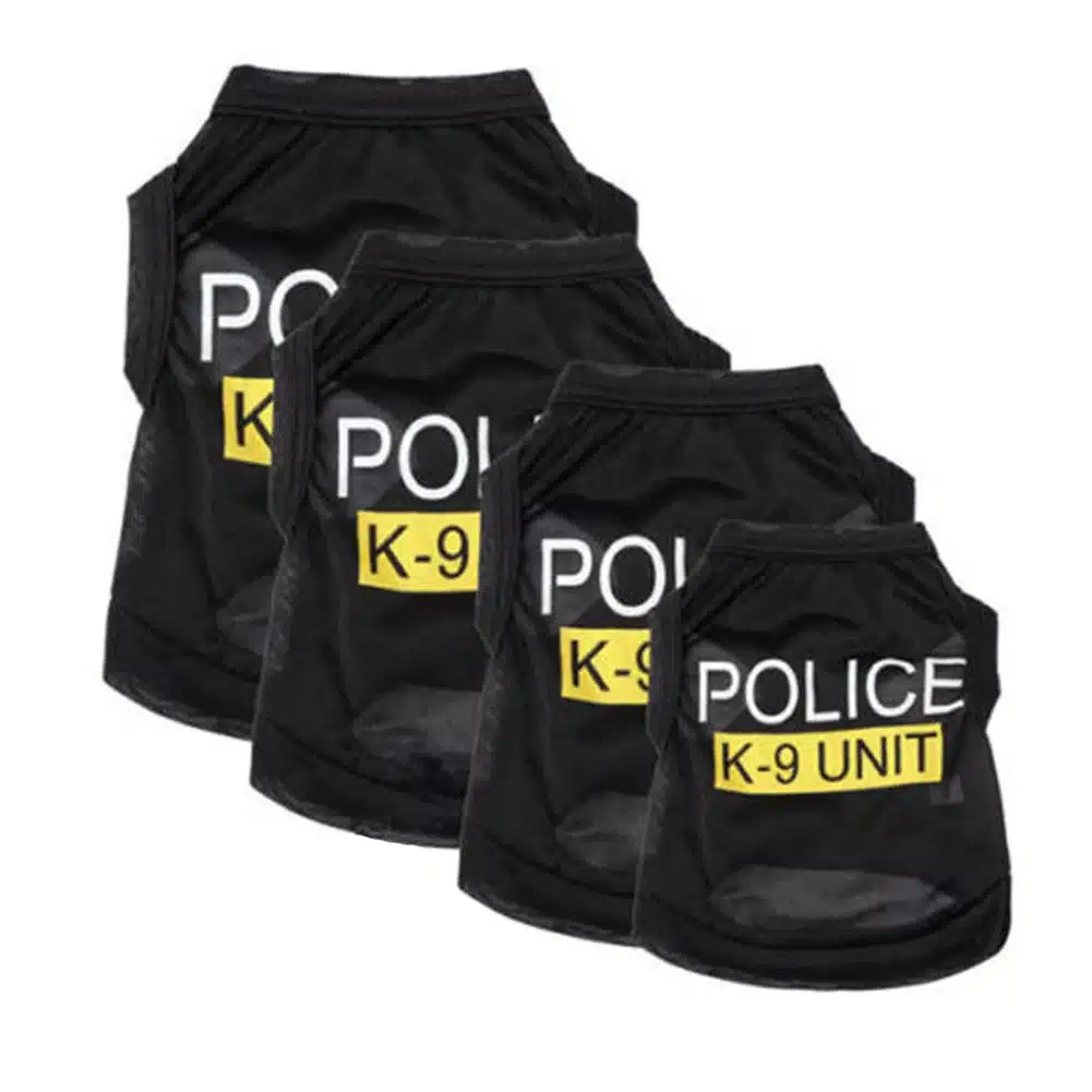 Police Suit Cosplay Dog Clothes Black Elastic Vest Puppy T-Shirt Coat Accessories Apparel Costumes  Pet Clothes for Dogs Cats 1