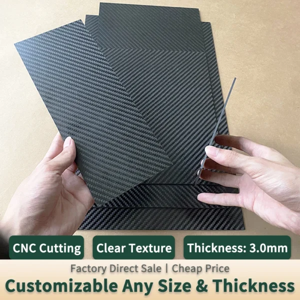 1Pcs Thickness 3mm 3K Twill Matte Carbon Fiber Board Size 75-400mm High Strength Pure Carbon Fiber Corrosion Resistant Material 4