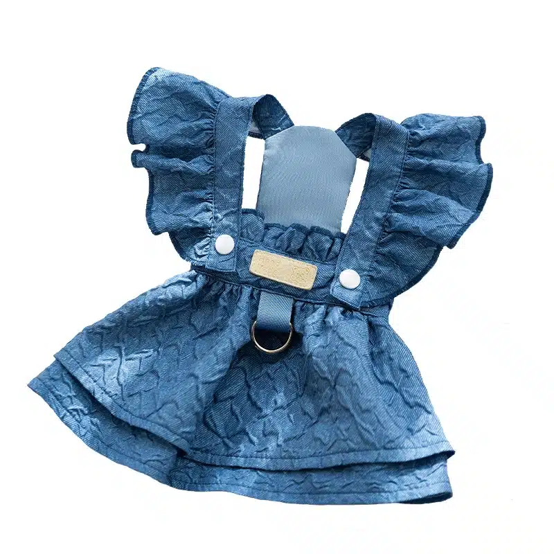 Luxury Jacquard Dog Dress for Small Dogs Cats Girl, Ruffles Sleeve Puppy Princess Strap Skirts Spring Summer Clothes Pet Apparel 1