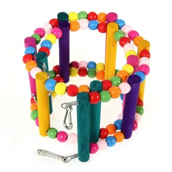 Bird Toys Set Swing Chewing Training Toys Small Parrot Hanging Hammock Parrot Cage Bell Perch Toys with Ladder Pet Supplies 1pc 4
