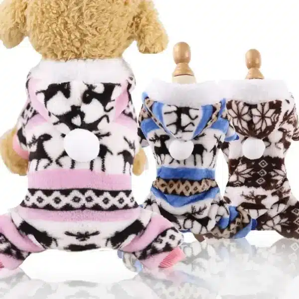 1PC Pet Dog Warm Clothes Puppy Jumpsuit Hoodie Coat Doggy Apparel Coral Fleece Warm Clothes Teddy XS-XXL Sweaters for Pets 5