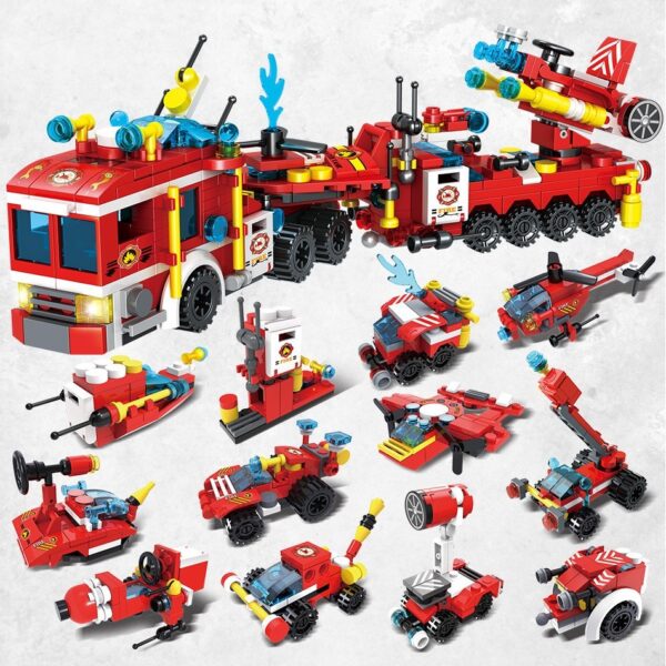 City Fire Brigade 12 And 1 Small Particle Assembling Blocks Children Puzzle Assembling Toys