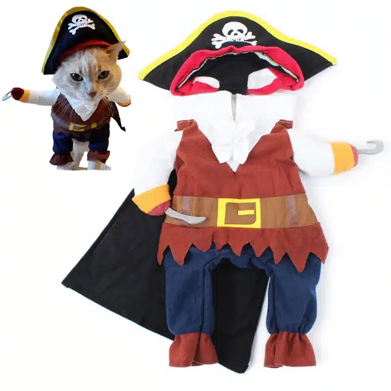 Halloween Cats Costume Pet Caribbean Pirate Suit Cat Clothes Funny Kitten Puppy Cosplay Clothing Kitty Dressing Up Party Apparel 1