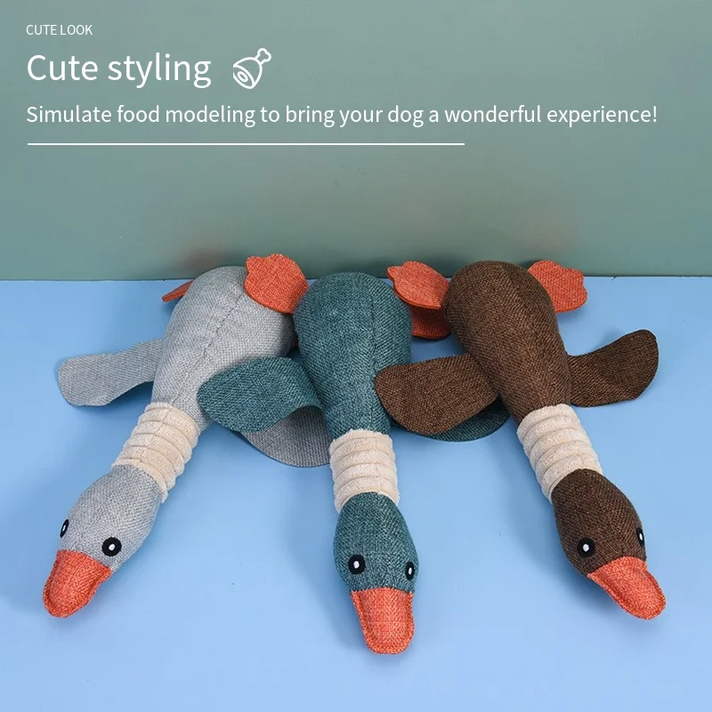 Cute Dog Plush Toys Pet Duck Squeak Training Toy for Puppy Sound Wild Goose Chew Squeaky Toy for Dogs Teeth Cleaning 1