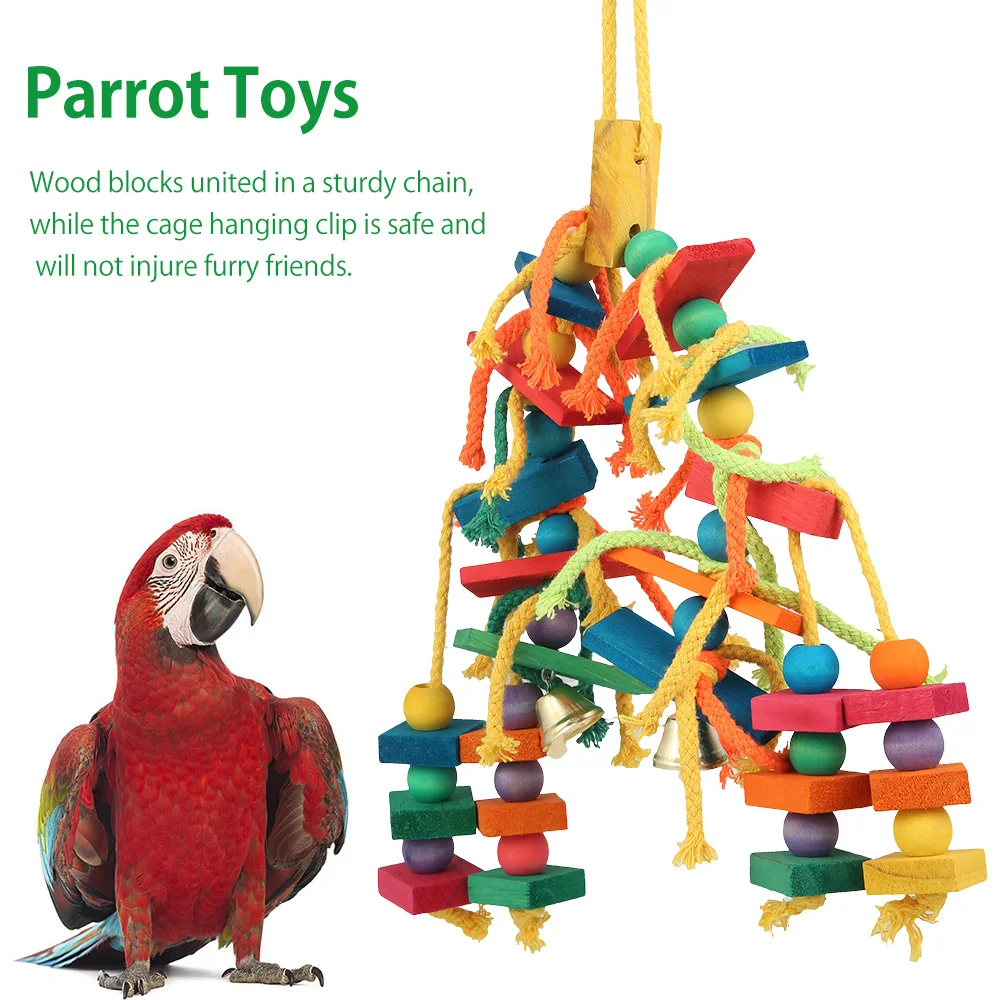 Wood Parrot Bird Toys Love Bird Cage Funny Training Bird Toys Cotton Rope Parrot Toy Bite Resistant Bird Tearing Toy Pet Product 1