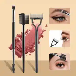 Eye Makeup Tool Set,3pcs Double Head Eyebrow Brush Eyelash Curl & Fine Eyebrow Brush Comb & Eyelash Separator Soft 1