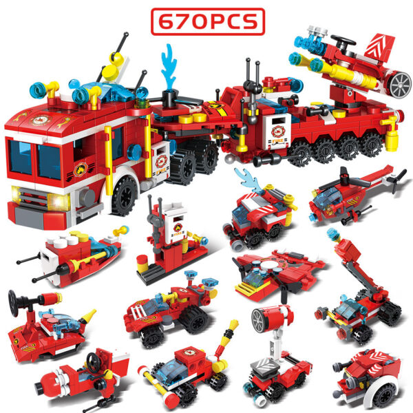 City Fire Brigade 12 And 1 Small Particle Assembling Blocks Children Puzzle Assembling Toys - Image 2