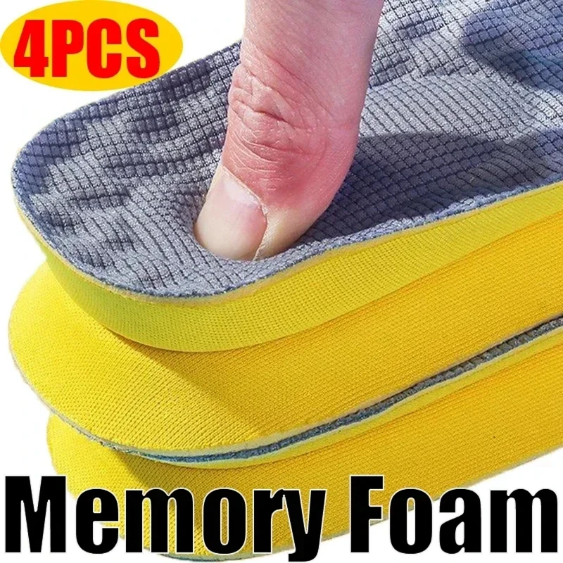 4Pcs Soft Latex Memory Foam Insoles Women Men Sport Running Foot Support Shoe Pad Breathable Orthopedic Feet Care Insert Cushion 1