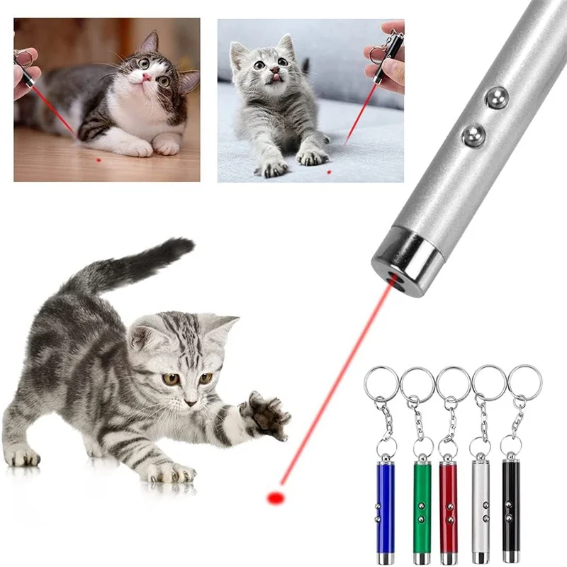 Mini Cat Dog Fun 4mW Pointer Red Light Laser LED Training Torch Pet Toys Pen 2-In-1 Cat Pet Toy Red Laser Light LED Pointer 1