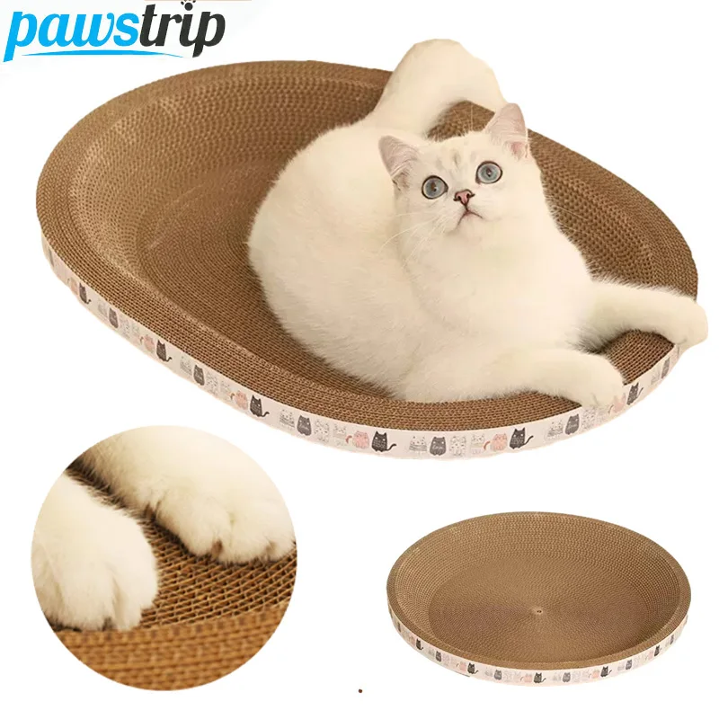 Corrugated Cat Scratcher Cat Scrapers Round Oval Grinding Claw Toys for Cats Wear-Resistant Cat Bed Nest Cat Accessories 1