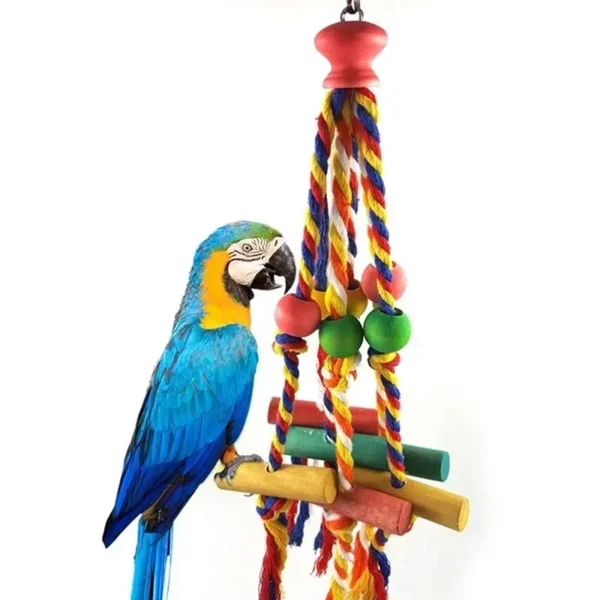 Parrot Chew Toy Cotton Rope Birds Toy Bite Bridge Bird Tearing Toys Cockatiels Training Hang Swings Birds Cage Supplies 2