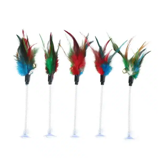 Spring Cat Toy Interactive Suction Cup with Spring Mouse Feather Pet Toy Random Color Cat Accessories 3