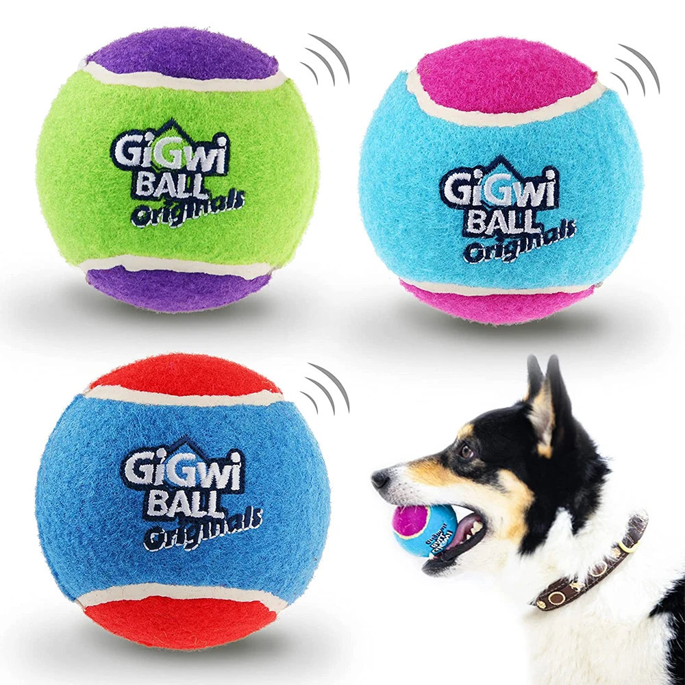 Pet Dog Squeaky Tennis Ball Interactive Dog Toys High Bounce Sound Rubber Ball  for Small Medium Dogs Training Outdoor Play Ball 1