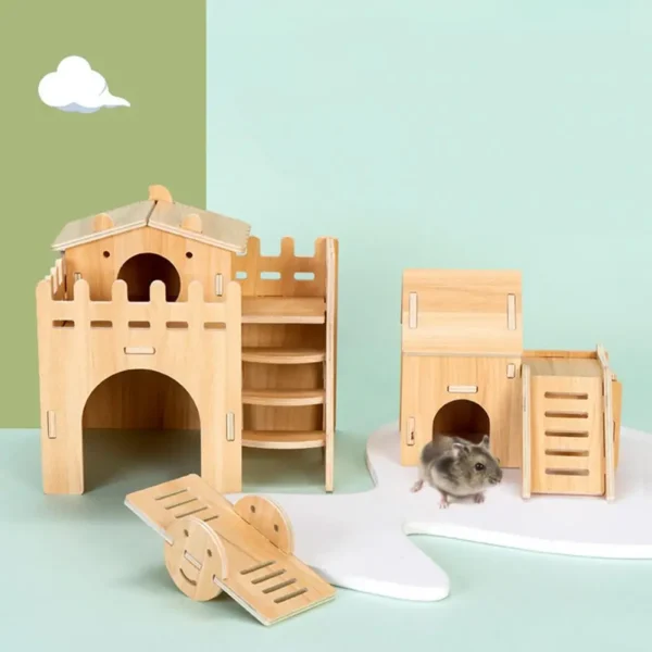 Pet Hamster Toys Wooden Bridge Seesaw Swing Toys Small Animal Activity Climb Toy DIY Hamster Cage Accessorie 4