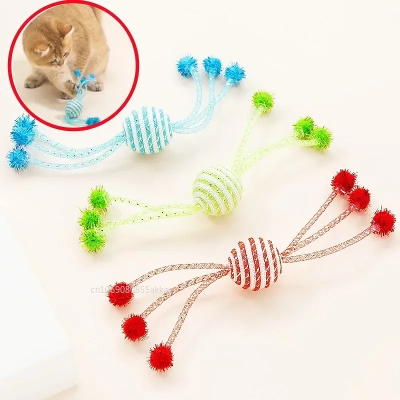 Cat Toy Self Hi Cats Sticks Cat Toys Interactive Ropes Ball Toys for Pet Dogs Teasing Bite-resistant Wool Ball Gatos Accesorios 1