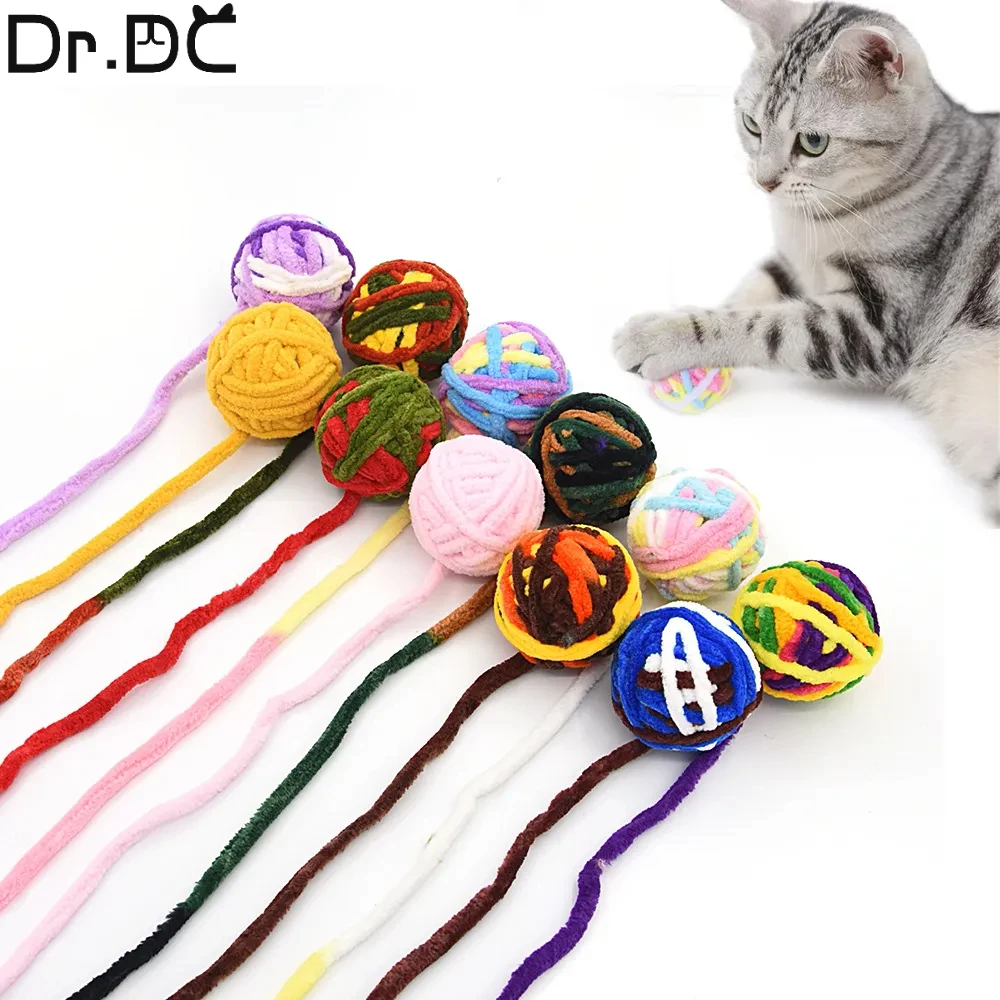 Dr.DC Pet cat toys are self entertaining chew and tease cats toy balls colored wool dog supplies fidget toy for cats accessories 1