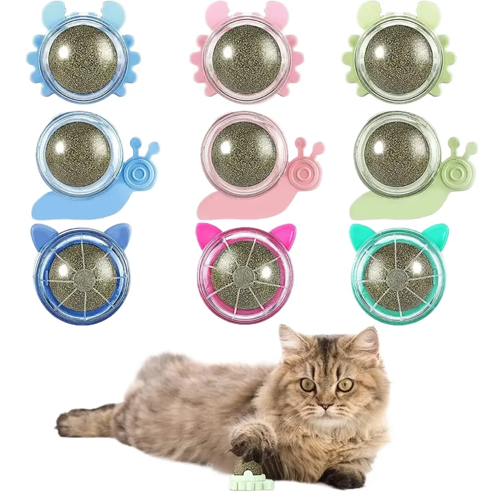 ATUBAN Catnip Wall Ball,Cat Toys Catnip Balls for Cats Wall Mounted Catnip Ball Toy Catnip Rollerball Wall Cat Lick Ball for Cat 1