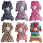 Pet Clothes Flannel Dog Costume Dog Cold Weather Coats Cat Apparel Soft Flannel Doggie Jumpsuit Clothes Pet Four Legged Pajamas 1