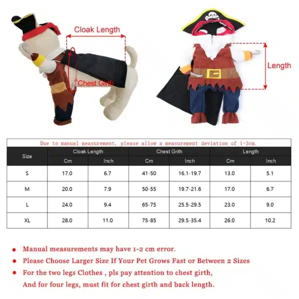 Halloween Pet Dog Clothes Cat Costume Funny Pirate Suit For Small Dogs Transformation Cosplay Apparel Puppy Standing Dress Up 6