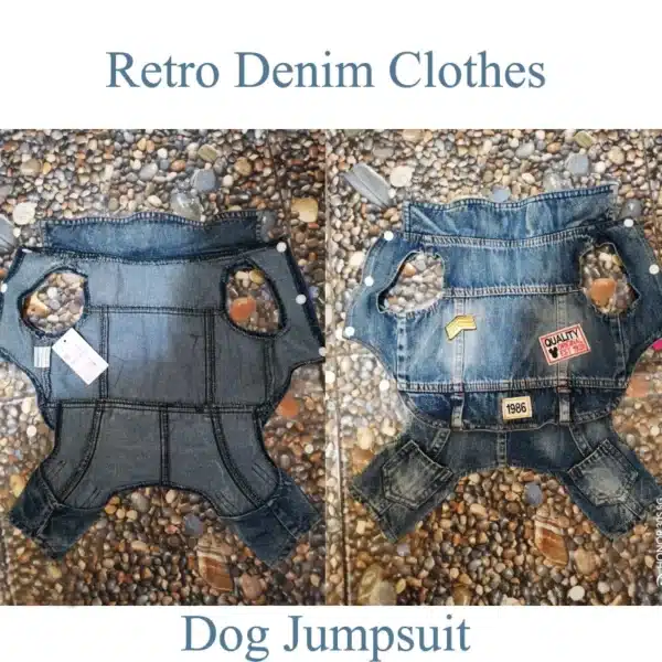 Spring Pet Dog Jumpsuit Denim Overalls for Dogs Plaid Jeans Jacket Pants Suit Onesies Small Dog Clothes Yorkie Chihuahua Apparel 4