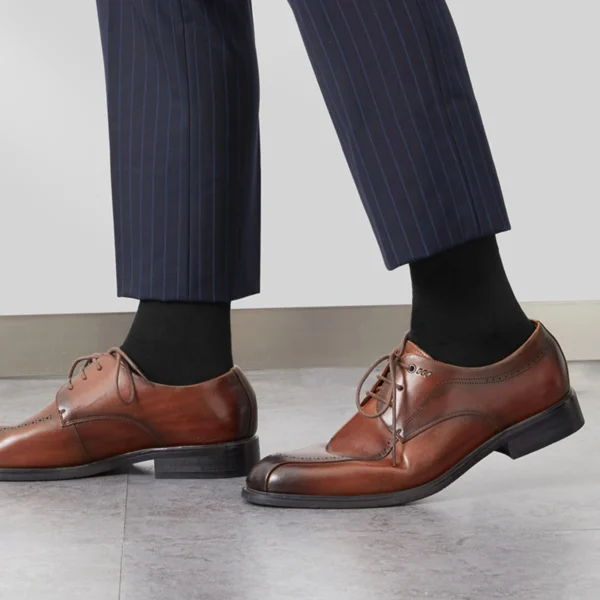 HSS 5/10 Pairs Men's Cotton Blend Socks Black Business Men Socks Soft Breathable Summer Winter for Male Socks Plus Size (6.5-14) 6