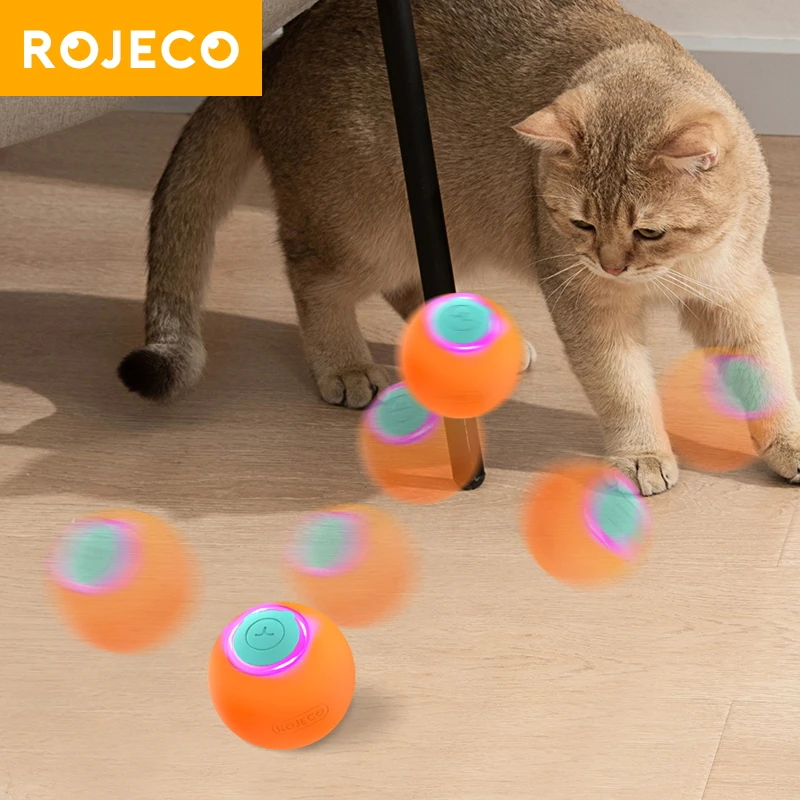 ROJECO Smart Pet Toys Cat Bouncing Ball Automatic Rolling Ball Interactive Training Self-moving Electric Toys Pet Accessories 1