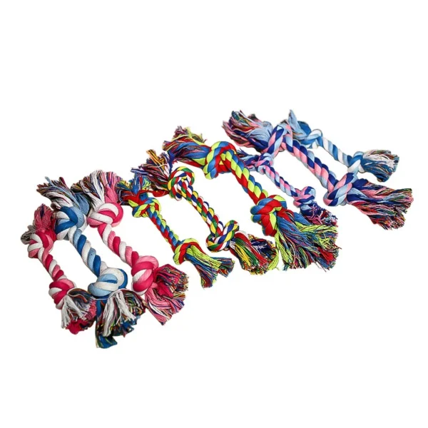 Random Color Pet Dog Toy Bite Rope Double Knot Cotton Rope Funny Cat Toy Bite Resistant and Sharp Teeth Pet Supplies Puppy Toys 2