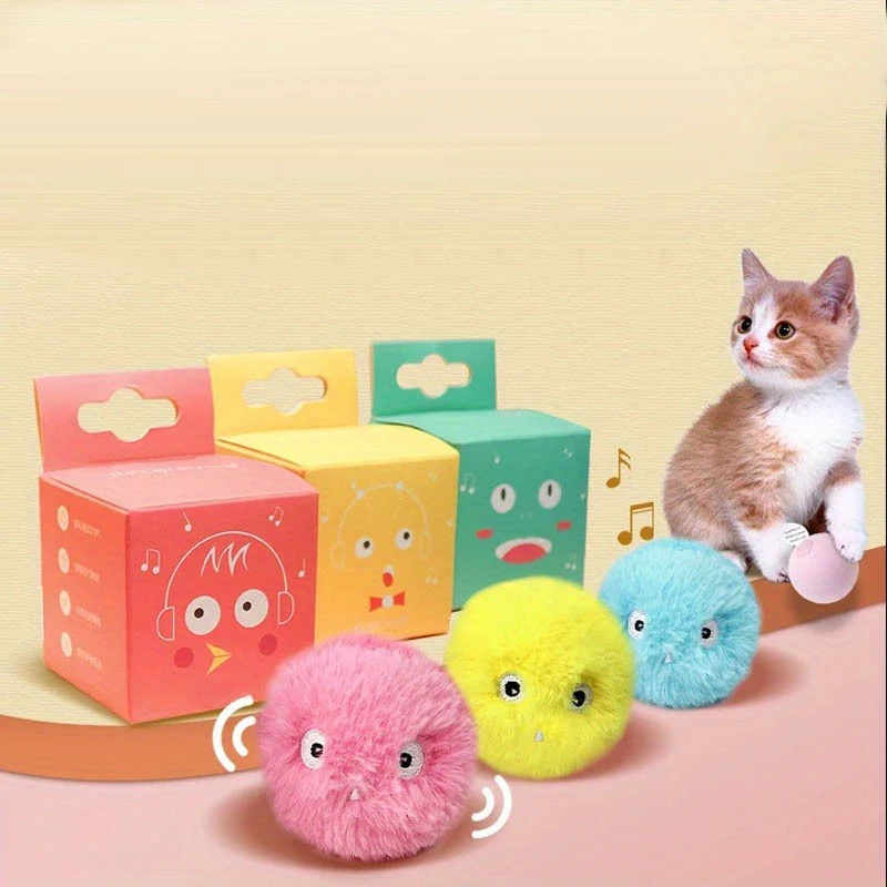 1/3Pcs Interactive Ball Smart Cat Dog Toys Plush Electric Catnip Training Toy Kitten Touch Sounding Pet Product Squeak Toy Ball 1