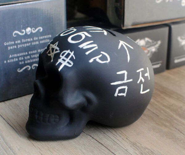 Blackboard Glaze Ceramic Skull DIY Graffiti Piggy Bank - Image 5