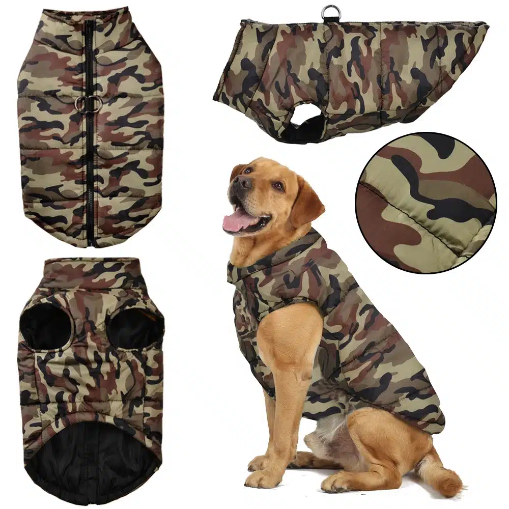 Winter Dog Clothes Coat Waterproof Puppy Cat Jacket For Large Dogs Camouflage Print Warm Windproof Pet Labrodor Apparel Costume 1