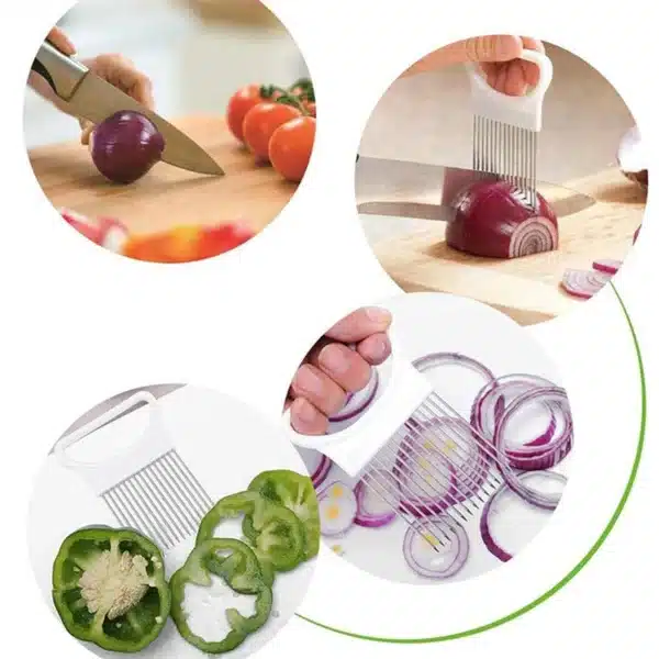 Stainless Steel Onion Holder Slicer Prongs Cutter Chopper Vegetable and Meat Cutter Holder Comb Kitchen Gadget Accessories 6